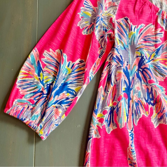 Lilly Pulitzer ALIA BEACH COVER UP Cotton Dress, Flamingo Pink Nice Stems XXS - Picture 3 of 10